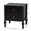Baxton Studio Callison Spindle Nightstand 2-Drawer Farmhouse Bedside Table Black