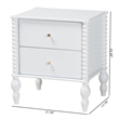 Baxton Studio Callison Spindle Nightstand 2-Drawer Farmhouse Bedside Table White