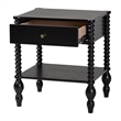 Baxton Studio Callison Spindle Nightstand 1-Drawer Farmhouse Bedside Table Black
