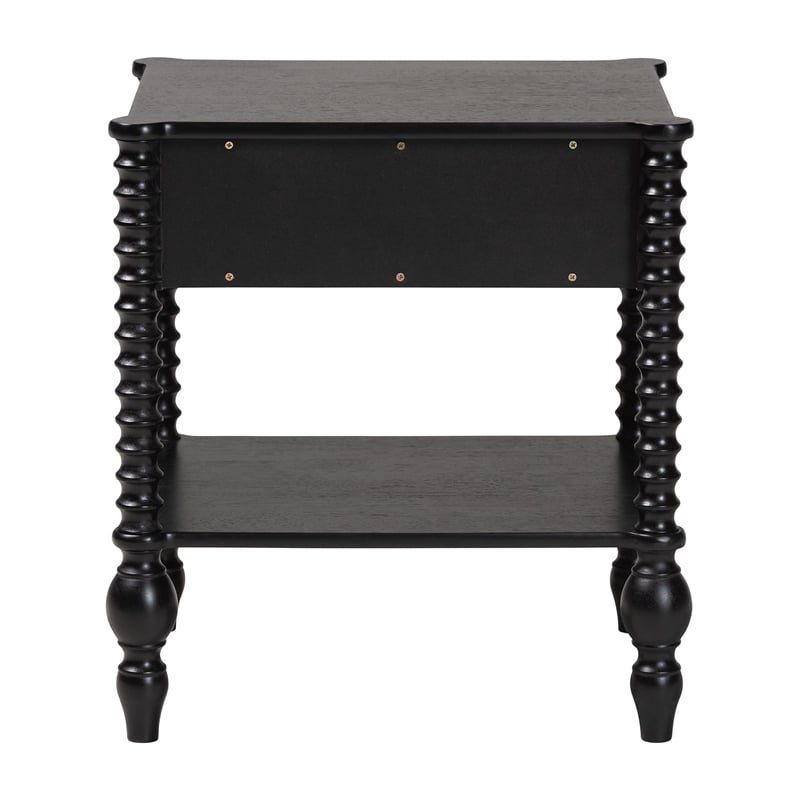 Baxton Studio Callison Spindle Nightstand 1-Drawer Farmhouse Bedside Table Black