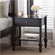Baxton Studio Callison Spindle Nightstand 1-Drawer Farmhouse Bedside Table Black