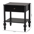 Baxton Studio Callison Spindle Nightstand 1-Drawer Farmhouse Bedside Table Black