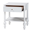 Baxton Studio Callison Spindle Nightstand 1-Drawer Farmhouse Bedside Table White