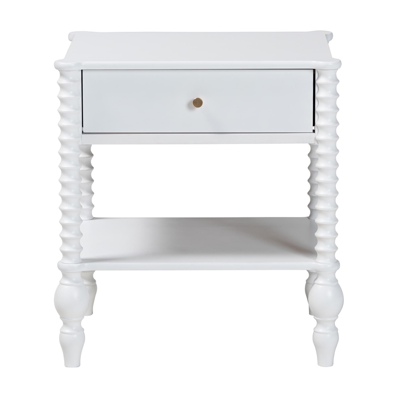 Baxton Studio Callison Spindle Nightstand 1-Drawer Farmhouse Bedside Table White