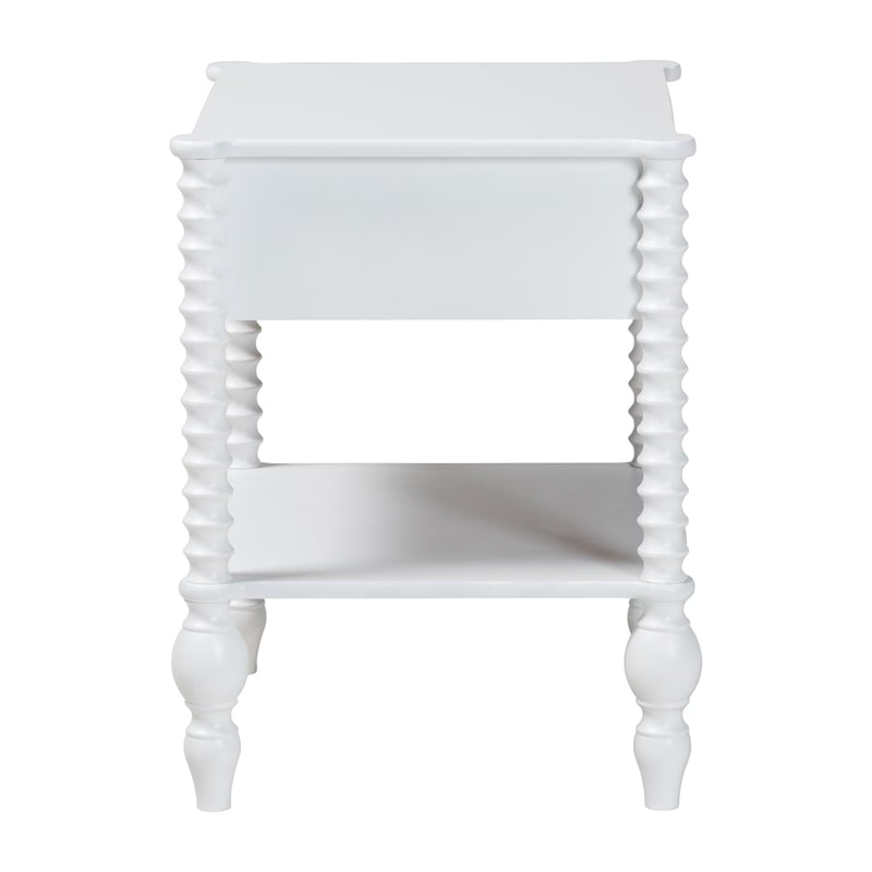 Baxton Studio Callison Spindle Nightstand 1-Drawer Farmhouse Bedside Table White