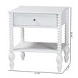 Baxton Studio Callison Spindle Nightstand 1-Drawer Farmhouse Bedside Table White