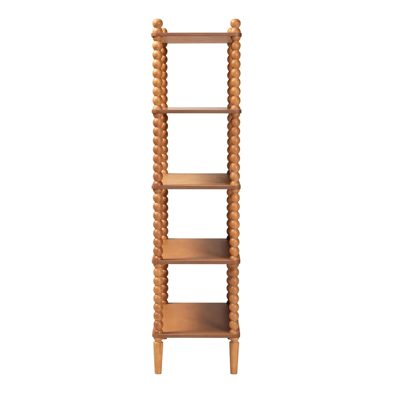 Baxton Studio Lucera Display Shelf 5-Tier Open Frame Vertical Bookcase Oak Brown