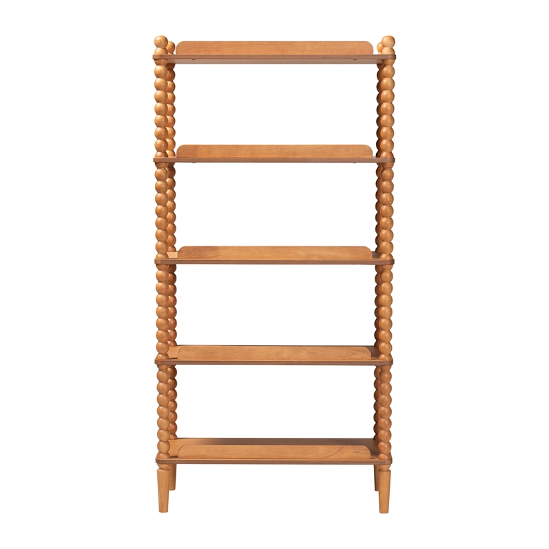 Baxton Studio Lucera Display Shelf 5-Tier Open Frame Vertical Bookcase Oak Brown