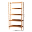 Baxton Studio Lucera Display Shelf 5-Tier Open Frame Vertical Bookcase Oak Brown