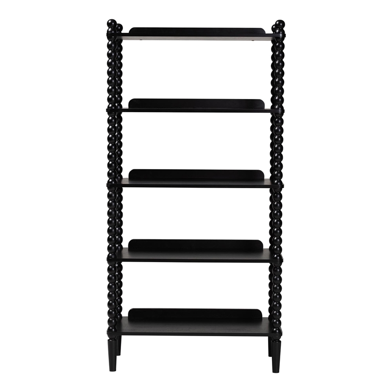 Baxton Studio Lucera Display Shelf 5-Tier Open Frame Vertical Bookcase Black