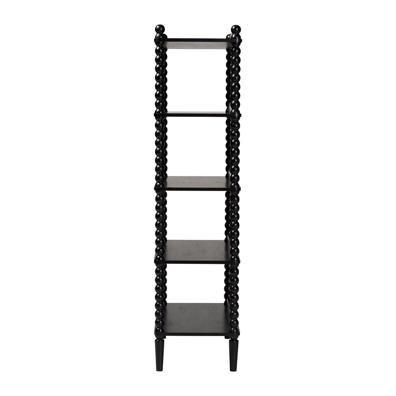 Baxton Studio Lucera Display Shelf 5-Tier Open Frame Vertical Bookcase Black