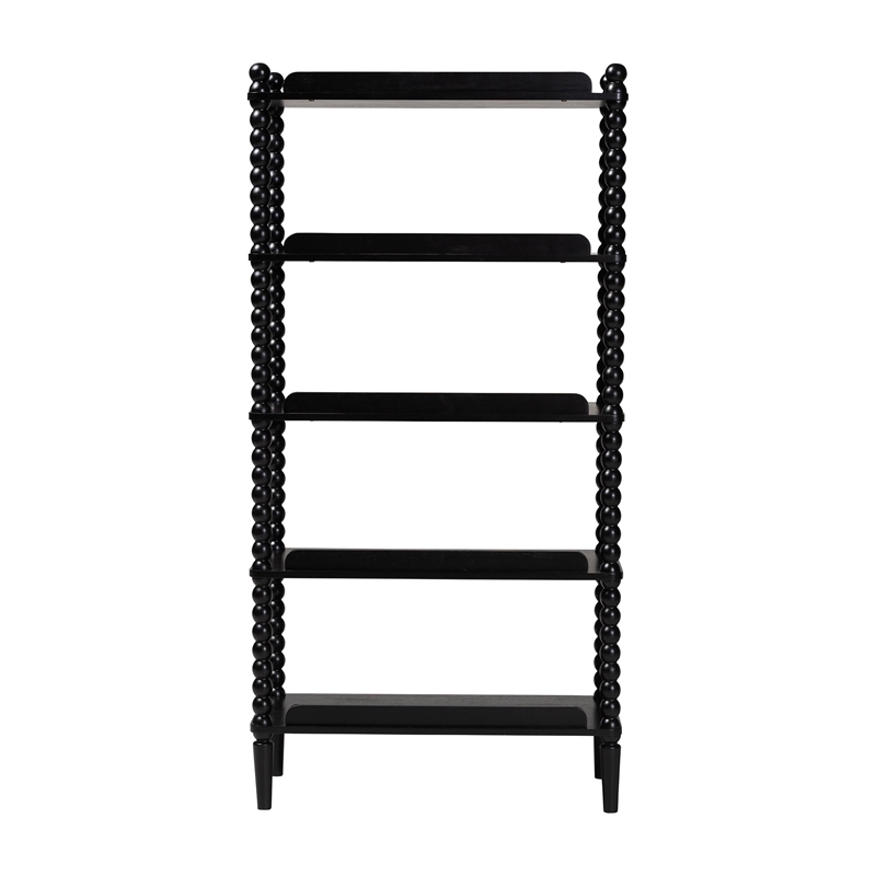 Baxton Studio Lucera Display Shelf 5-Tier Open Frame Vertical Bookcase Black