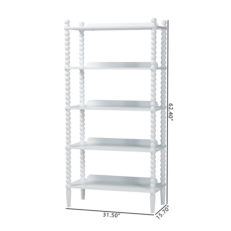 Baxton Studio Lucera Display Shelf 5-Tier Open Frame Vertical Bookcase White