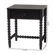 Baxton Studio Brantley Spindle Nightstand 1-Drawer Bedside Table Black