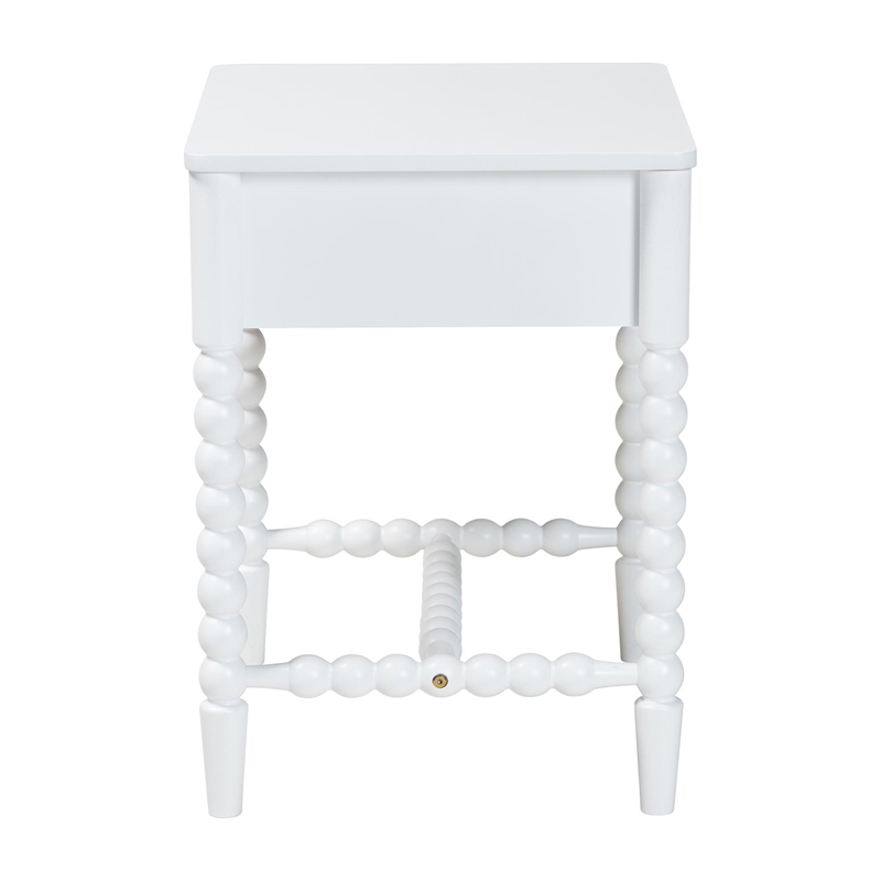 Baxton Studio Brantley Spindle Nightstand 1-Drawer Bedside Table White