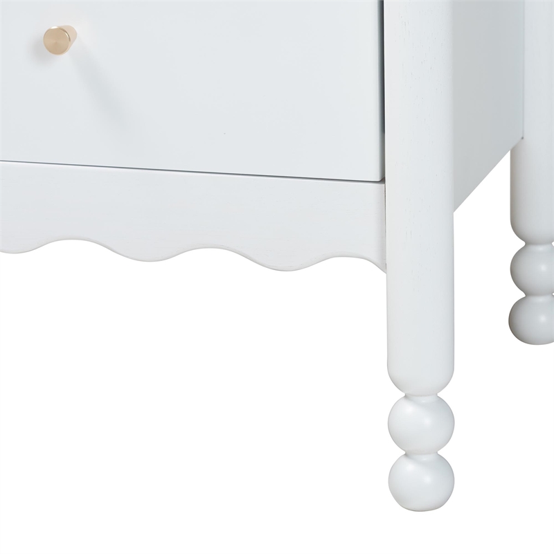 Baxton Studio Hoffman Nightstand 2-Drawer Bedside Table White