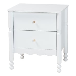 Baxton Studio Hoffman Nightstand 2-Drawer Bedside Table White