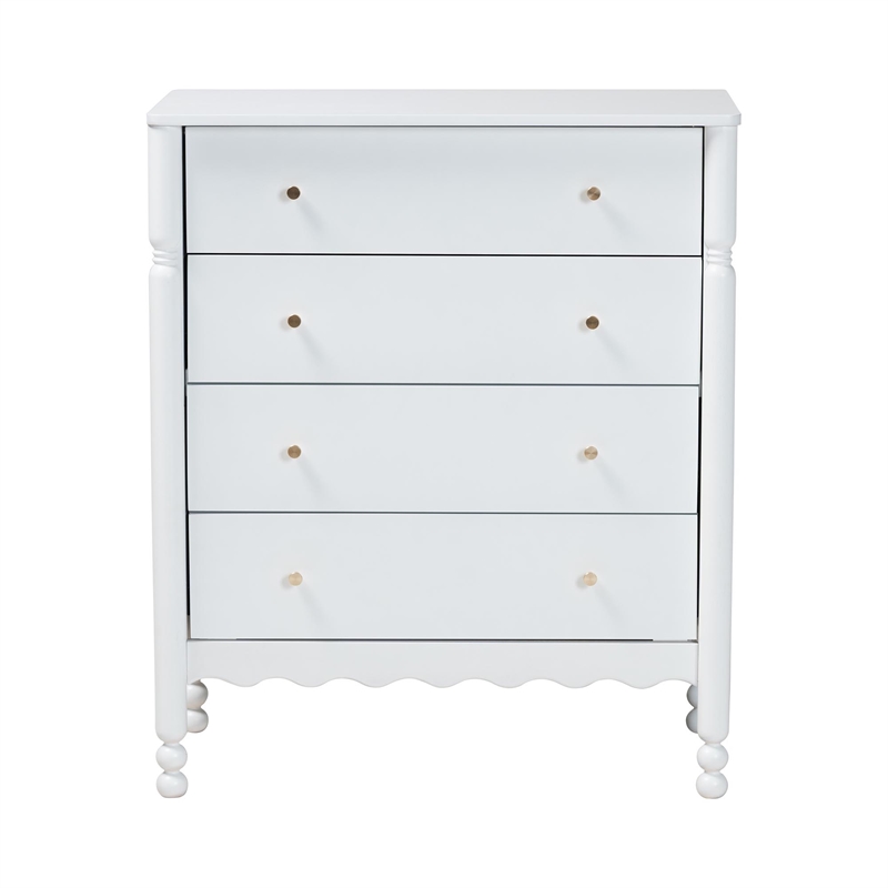 Baxton Studio Hoffman Chest 4-Drawer Vertical Storage Cabinet White