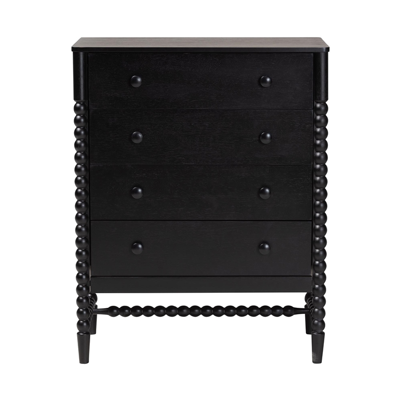Baxton Studio Brantley Spindle Chest 4-Drawer Vertical Storage Cabinet Black