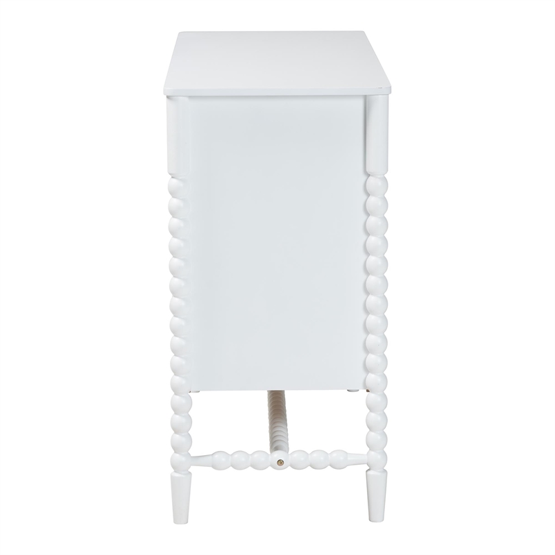 Baxton Studio Brantley Spindle Dresser 6-Drawer Horizontal Storage Cabinet White