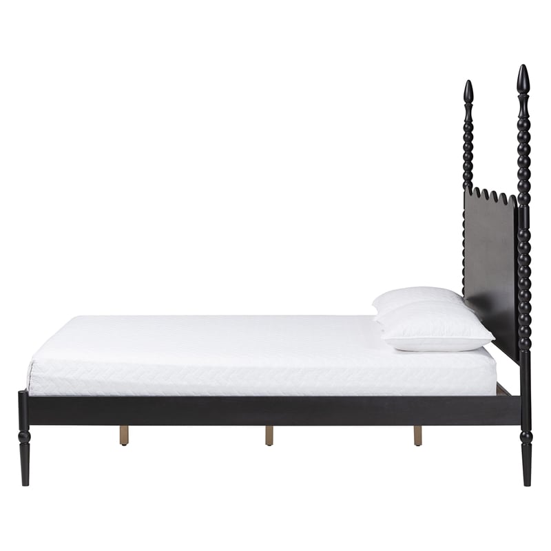 Baxton Studio Brantley Spindle Platform Bed Frame with Headboard Black King