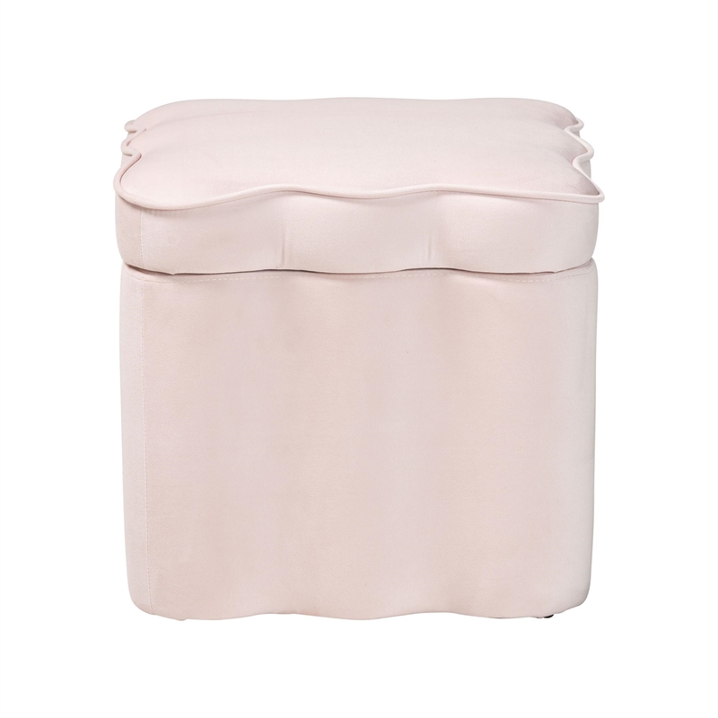 Baxton Studio Paulina Velvet Storage Ottoman Lid Top Accent Stool Light Pink