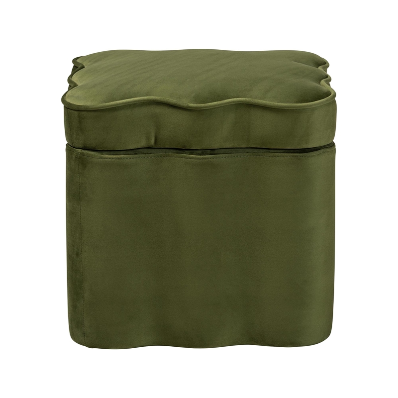 Baxton Studio Paulina Velvet Storage Ottoman Lid Top Accent Stool Moss Green