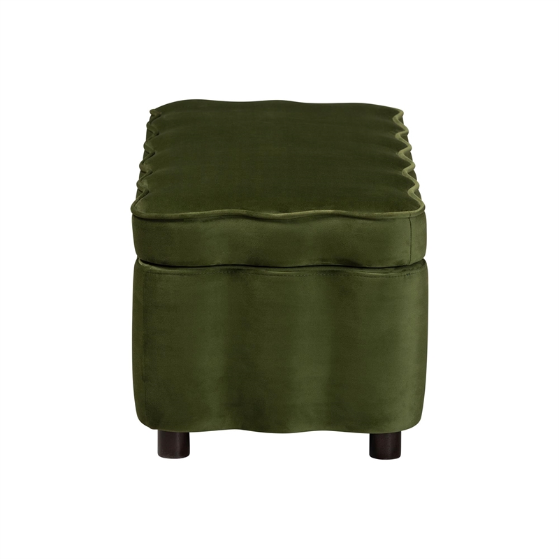 Baxton Studio Paulina Velvet Storage Bench Lift Top Accent Bench Moss Green