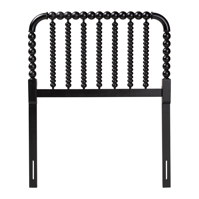 Baxton Studio Finley Turned Bobbin Headboard Crafted Wood Panel Twin Black