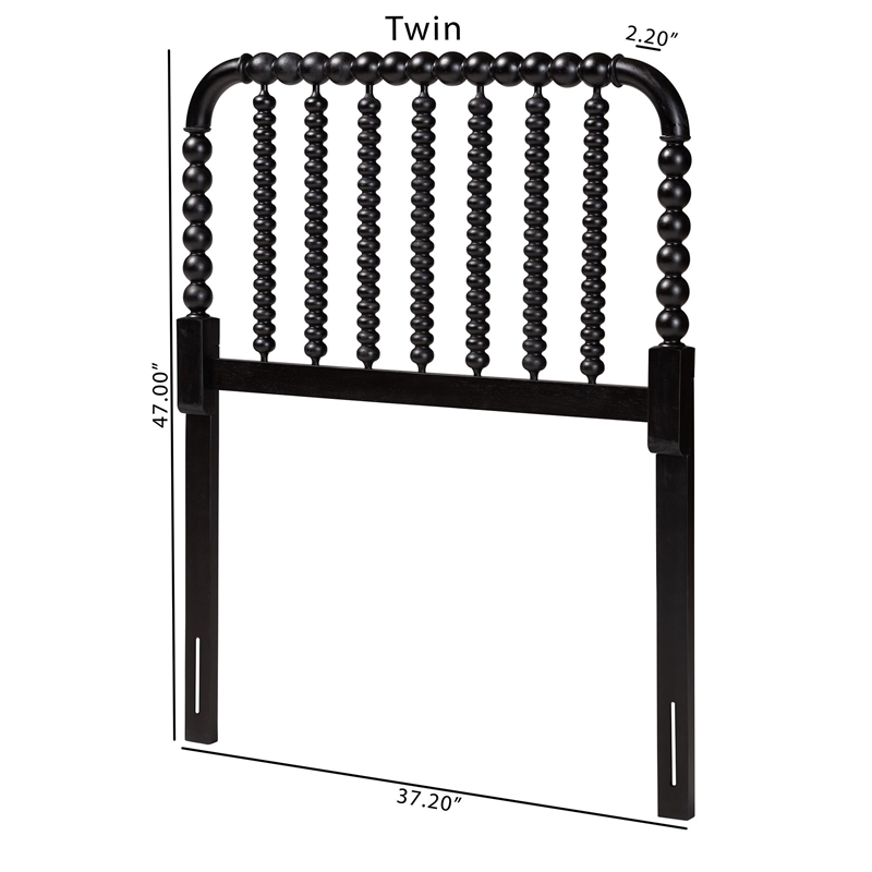 Baxton Studio Finley Turned Bobbin Headboard Crafted Wood Panel Twin Black