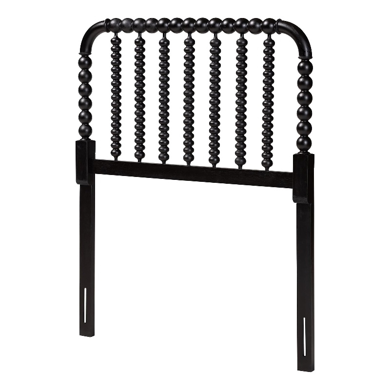Baxton Studio Finley Turned Bobbin Headboard Crafted Wood Panel Twin Black