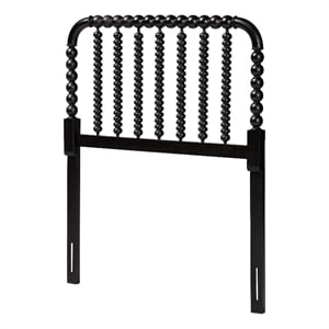 Baxton Studio Finley Turned Bobbin Headboard Crafted Wood Panel Twin Black