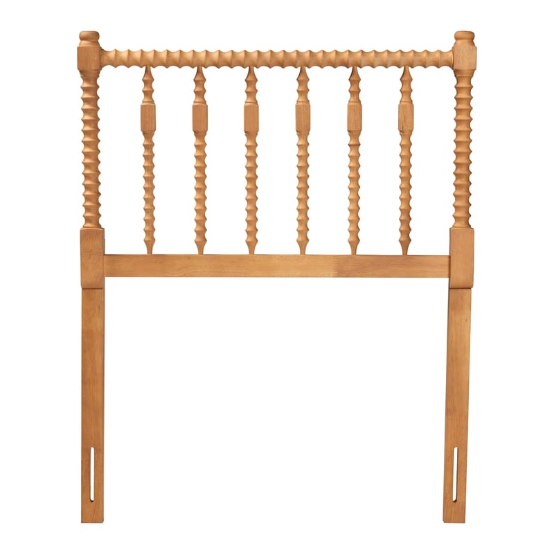 Baxton Studio Juliette Turned Spindle Headboard Wood Panel Twin Oak Brown