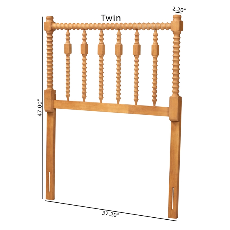Baxton Studio Juliette Turned Spindle Headboard Wood Panel Twin Oak Brown