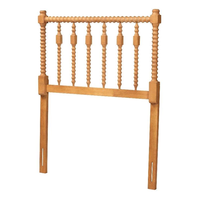 Baxton Studio Juliette Turned Spindle Headboard Wood Panel Twin Oak Brown