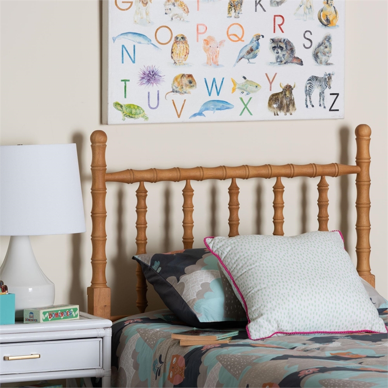 Baxton Studio Edaline Bamboo Motif Headboard Crafted Wood Panel Twin Oak Brown