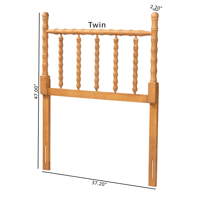 Baxton Studio Edaline Bamboo Motif Headboard Crafted Wood Panel Twin Oak Brown
