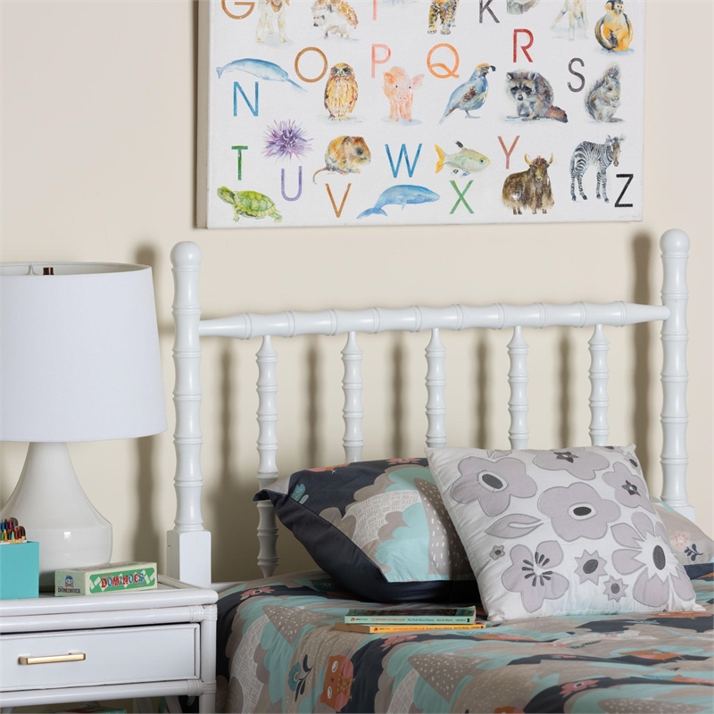 Baxton Studio Edaline Bamboo Motif Headboard Crafted Wood Panel Twin White