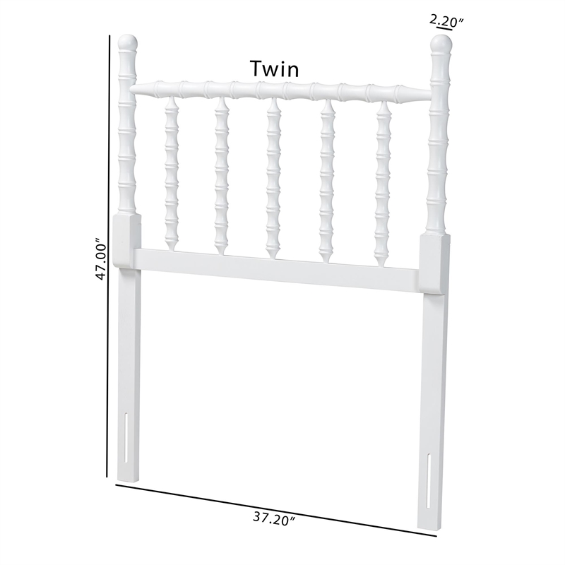 Baxton Studio Edaline Bamboo Motif Headboard Crafted Wood Panel Twin White