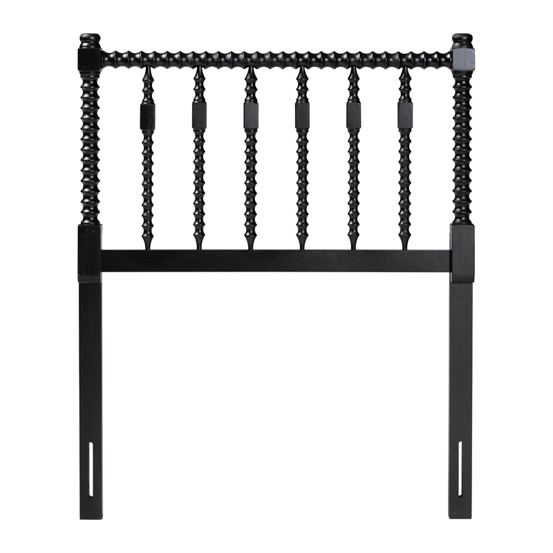 Baxton Studio Juliette Turned Spindle Headboard Crafted Wood Panel Twin Black