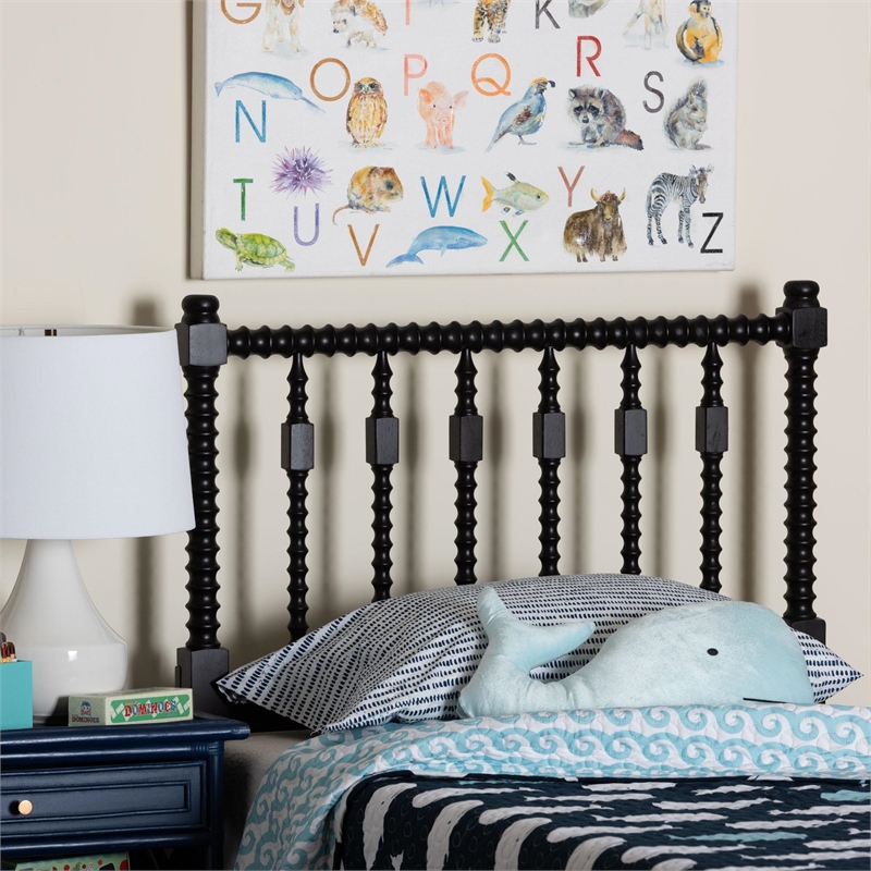 Baxton Studio Juliette Turned Spindle Headboard Crafted Wood Panel Twin Black