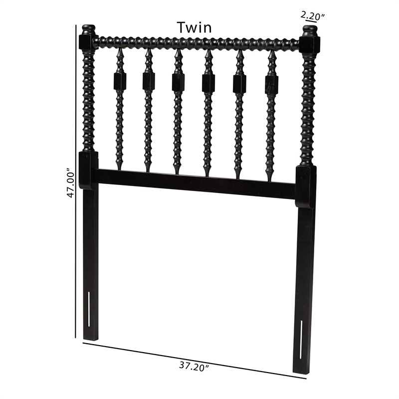 Baxton Studio Juliette Turned Spindle Headboard Crafted Wood Panel Twin Black