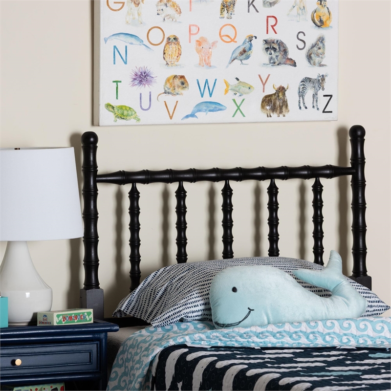 Baxton Studio Edaline Bamboo Motif Headboard Crafted Wood Panel Twin Black