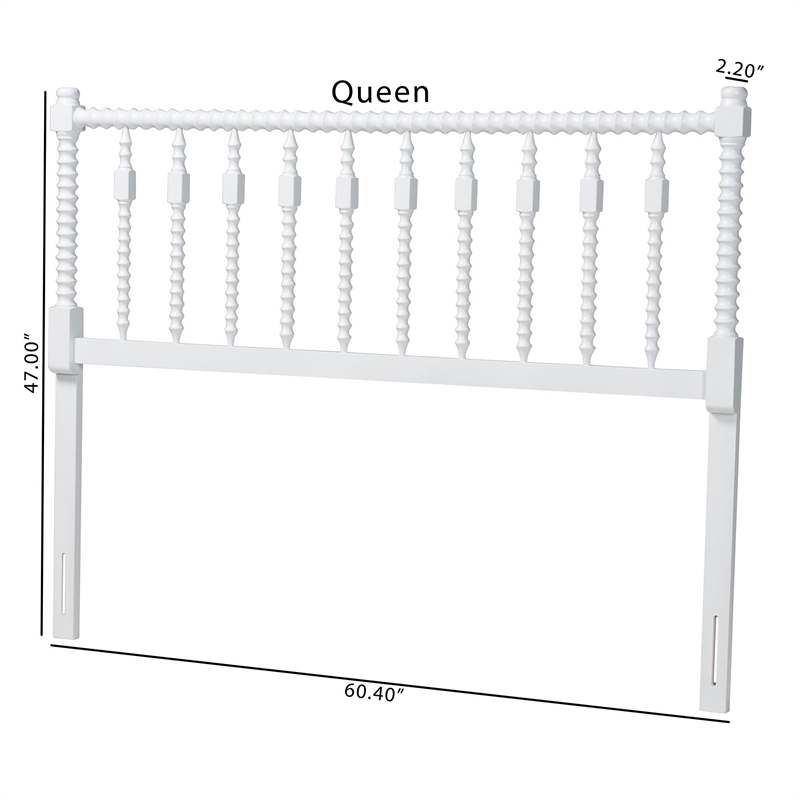 Baxton Studio Juliette Turned Spindle Headboard Crafted Wood Panel Full White