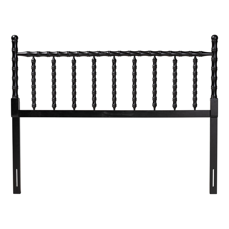Baxton Studio Edaline Bamboo Motif Headboard Crafted Wood Panel Full Black