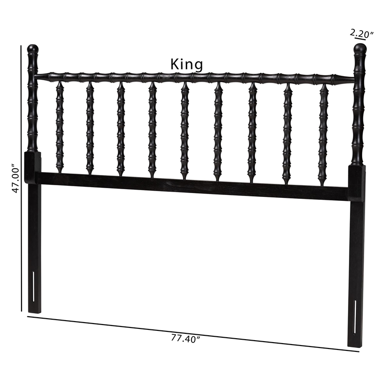 Baxton Studio Edaline Bamboo Motif Headboard Crafted Wood Panel Full Black