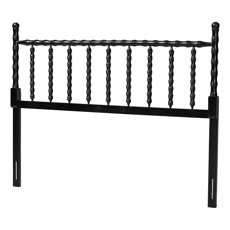 Baxton Studio Edaline Bamboo Motif Headboard Crafted Wood Panel Full Black