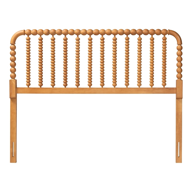 Baxton Studio Finley Turned Bobbin Headboard Crafted Wood Panel Queen Oak Brown