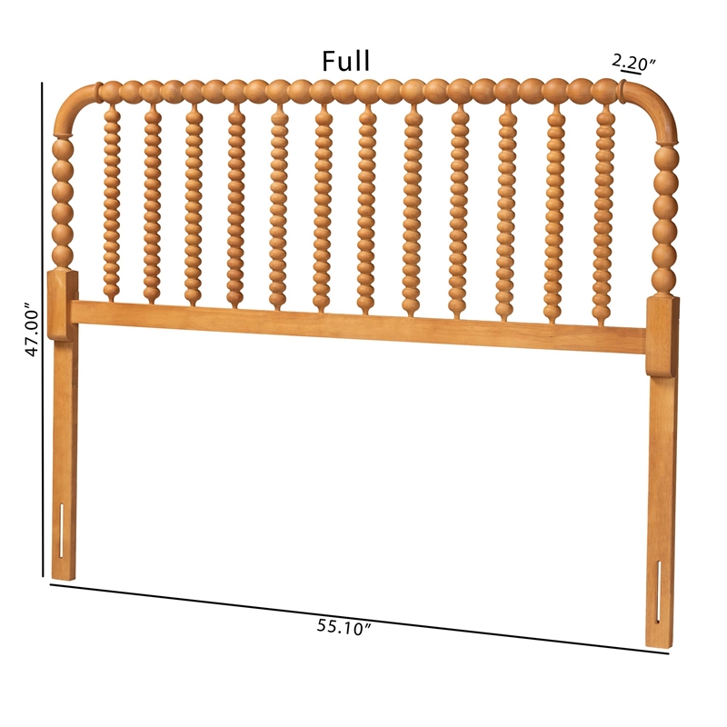 Baxton Studio Finley Turned Bobbin Headboard Crafted Wood Panel Queen Oak Brown