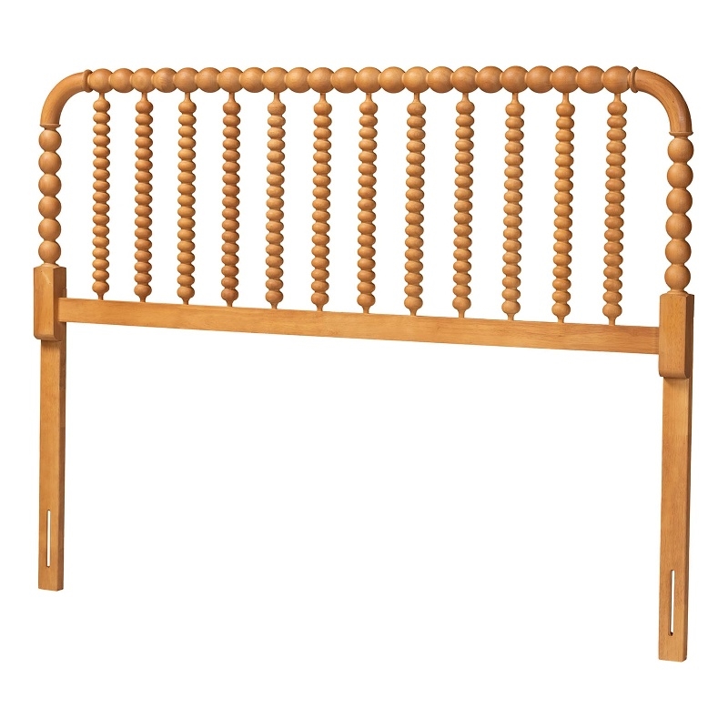 Baxton Studio Finley Turned Bobbin Headboard Crafted Wood Panel Queen Oak Brown